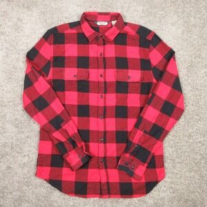 Salt Valley Shirt Mens Medium Red Buffalo Check Plaid Twill Flannel Button Up
